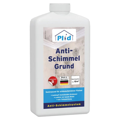 Weiße Kunststoffflasche Plid Anti-Schimmelgrund für Wände und Decken, blau-weißes Etikett