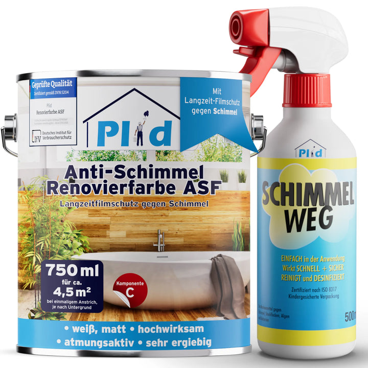 Dose Plid Anti-Schimmel-Farbe und 500-ml-Sprühflasche Anti-Schimmelspray