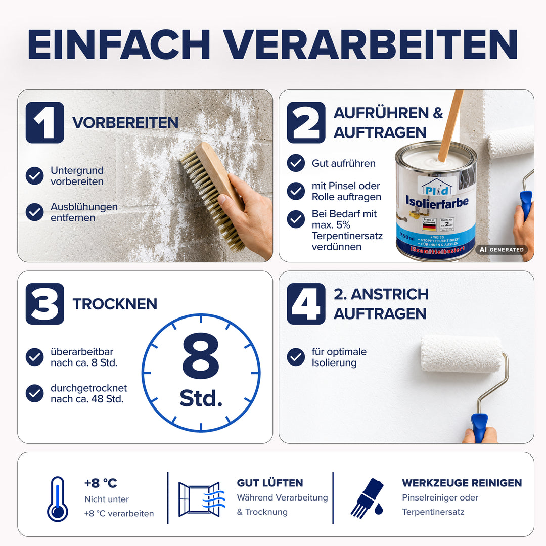 Plid Isolierfarbe lösemittelbasiert – deckt Nikotin &amp; Wasserflecken