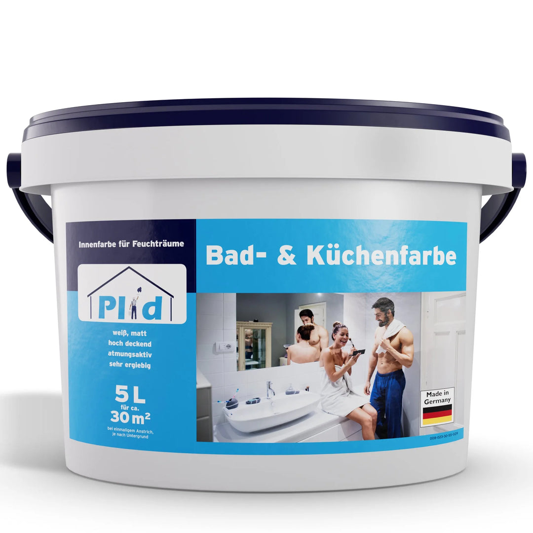 5-Liter-Eimer Plid Bad- & Küchenfarbe, matt weiß, im Badezimmer