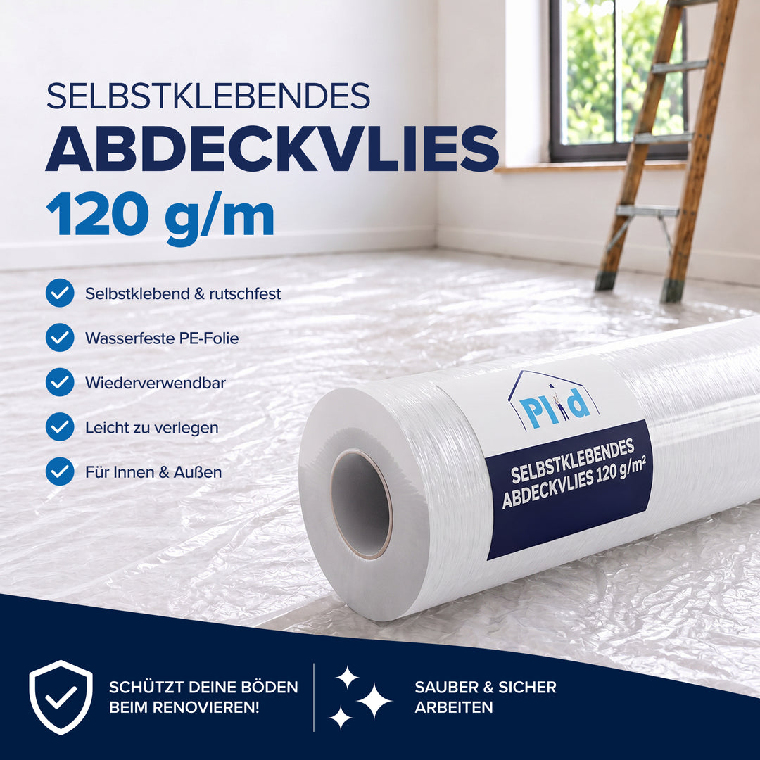 Plid Abdeckvlies selbstklebend 120 g/m² – haftet ohne Klebeband