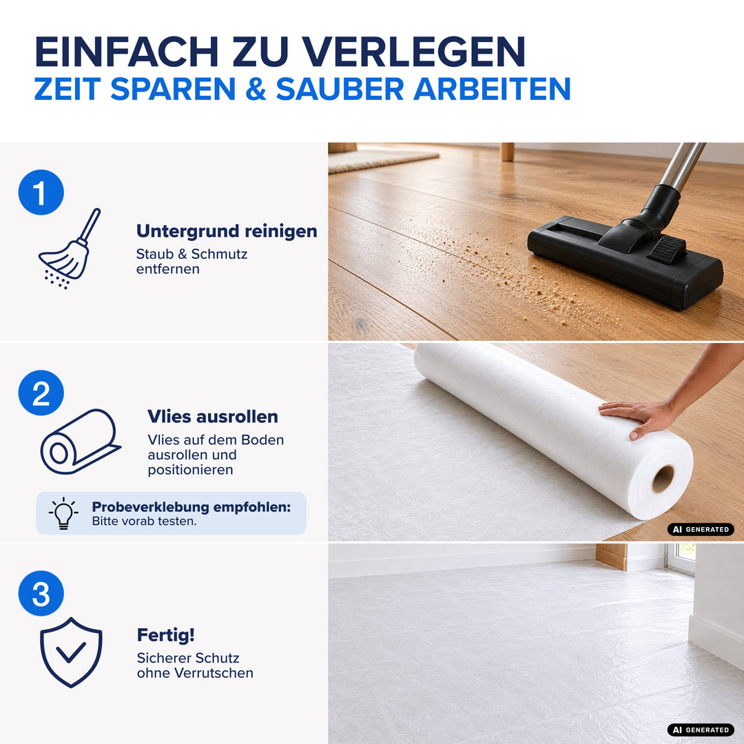 Plid Abdeckvlies selbstklebend 120 g/m² – haftet ohne Klebeband