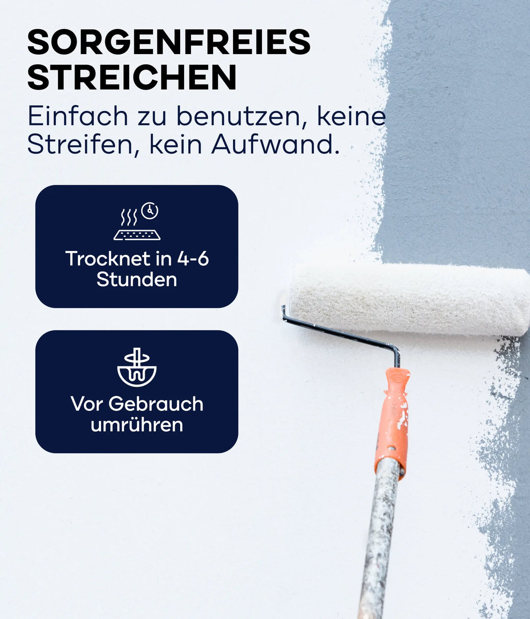 Mit dem plid Innenfarbe - Streichset streichen Sie Wände mühelos hellgrau: streifenfrei, unkompliziert, trocknet in 4-6 Stunden. Vor Gebrauch umrühren!.