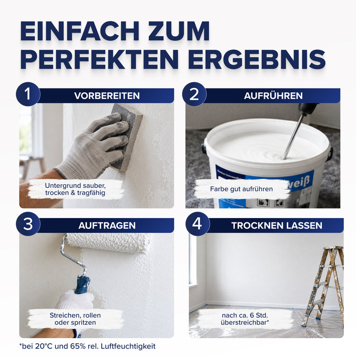 Polarweiß Wandfarbe – extra weiß &amp; hochdeckend für Innen