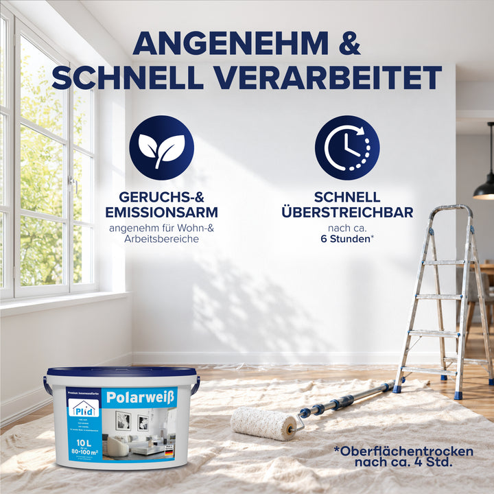Polarweiß Wandfarbe – extra weiß &amp; hochdeckend für Innen
